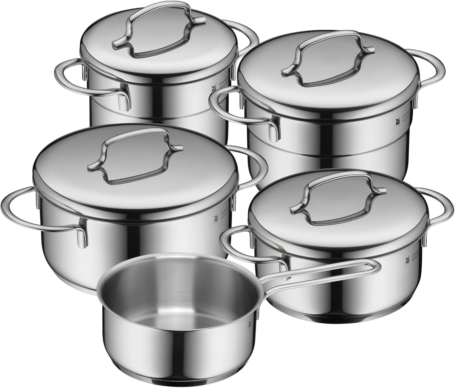 WMF Mini Topfset Induktion klein 5-teilig, Kochtopf Set mit Metalldeckel, Cromargan Edelstahl, Töpfe Set stapelbar, ideal für kleine Portionen