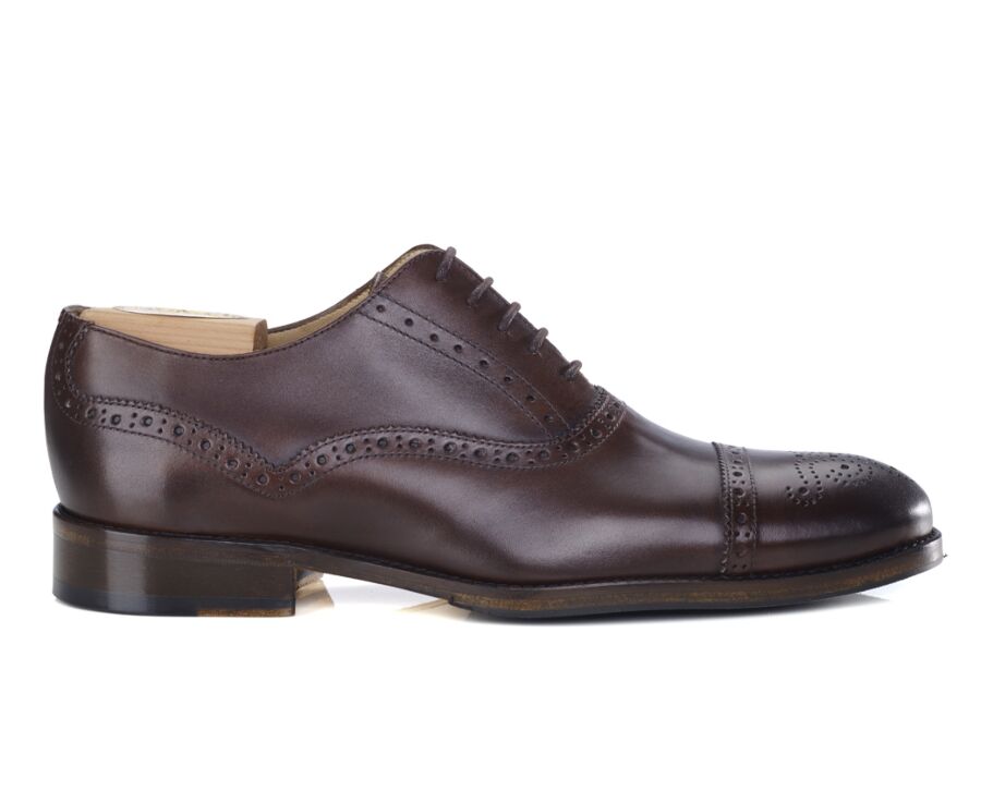 Richelieu homme Chocolat patiné semelle cuir avec patin - HILCOTT PATIN