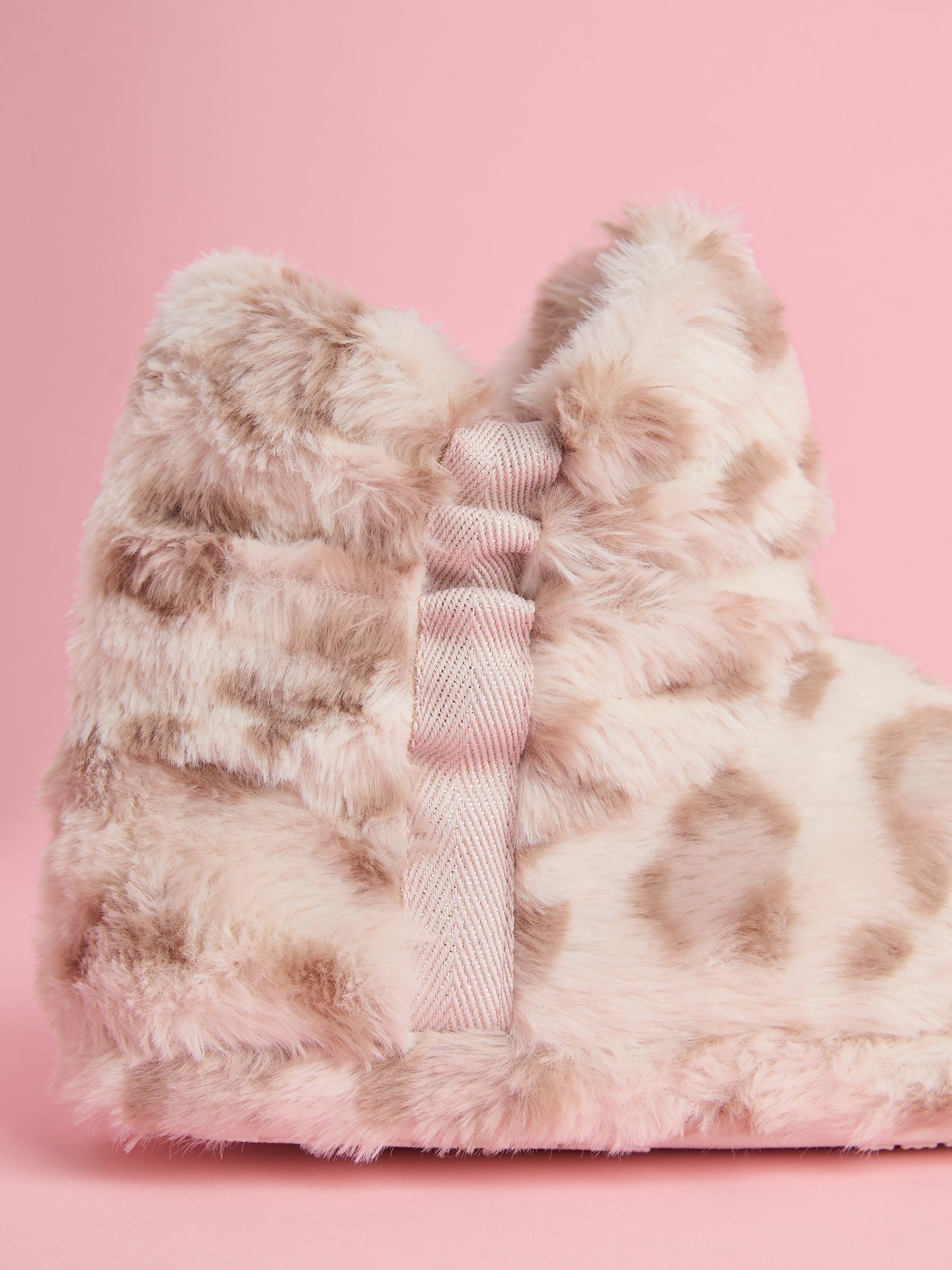 Lipsy luipaard comfortabele pantoffellaarsjes van imitatiebont met ruches nachtkleding