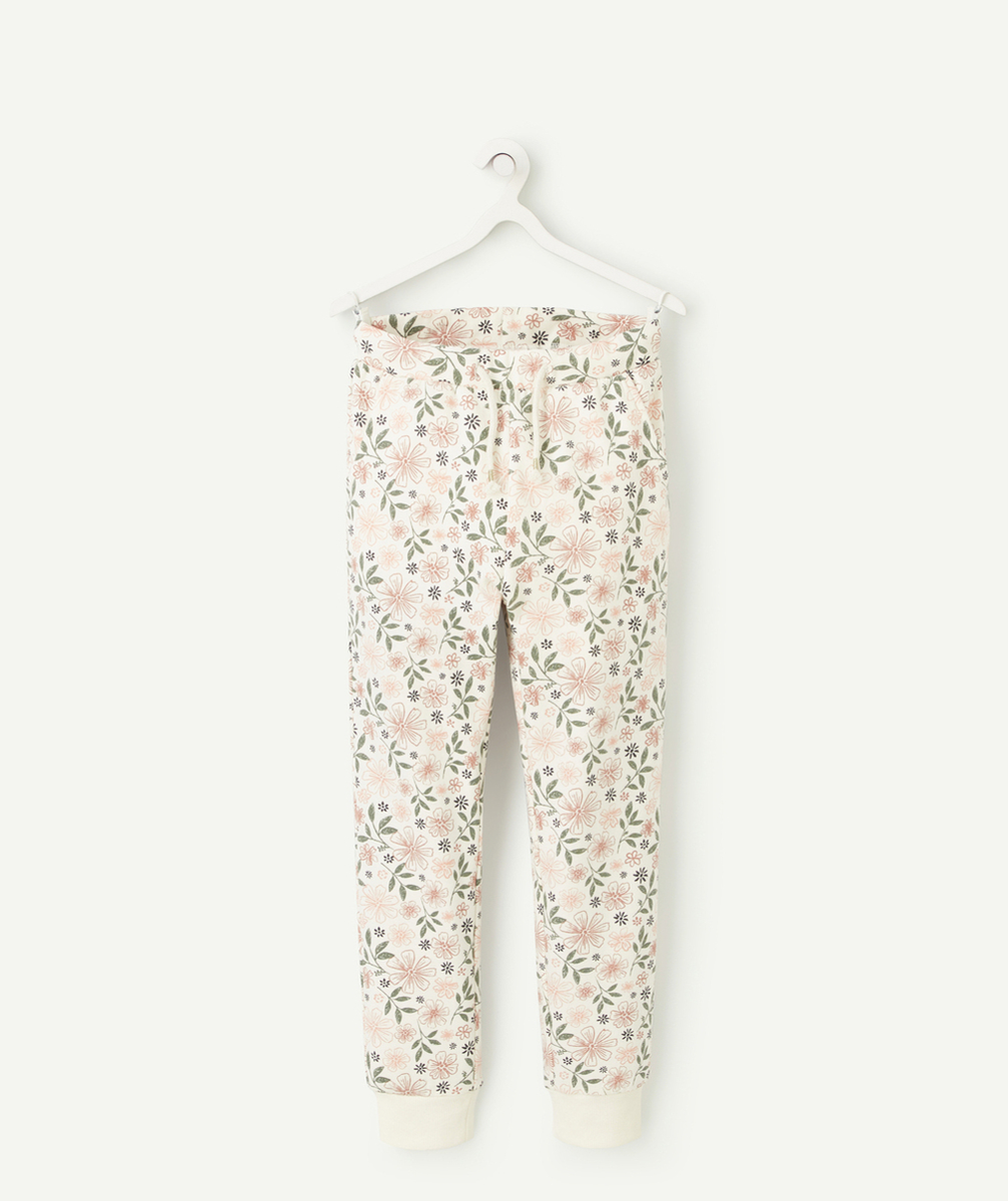 JOGGING FILLE EN FIBRES RECYCLÉES ÉCRU AVEC IMPRIMÉ FLEURI