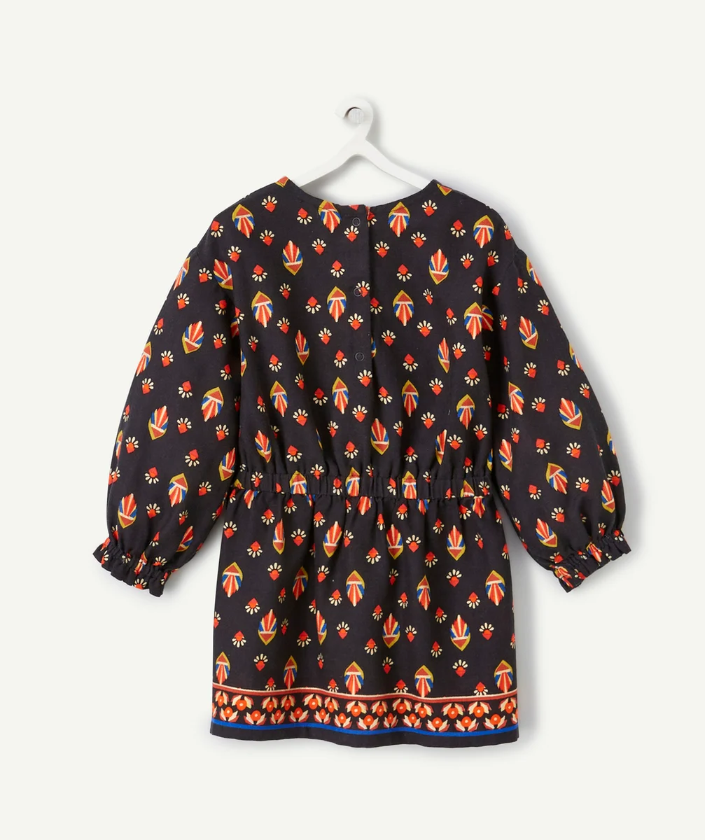 ROBE BÉBÉ FILLE EN COTON NOIR ET IMPRIMÉE AVEC MOTIFS ROUGES