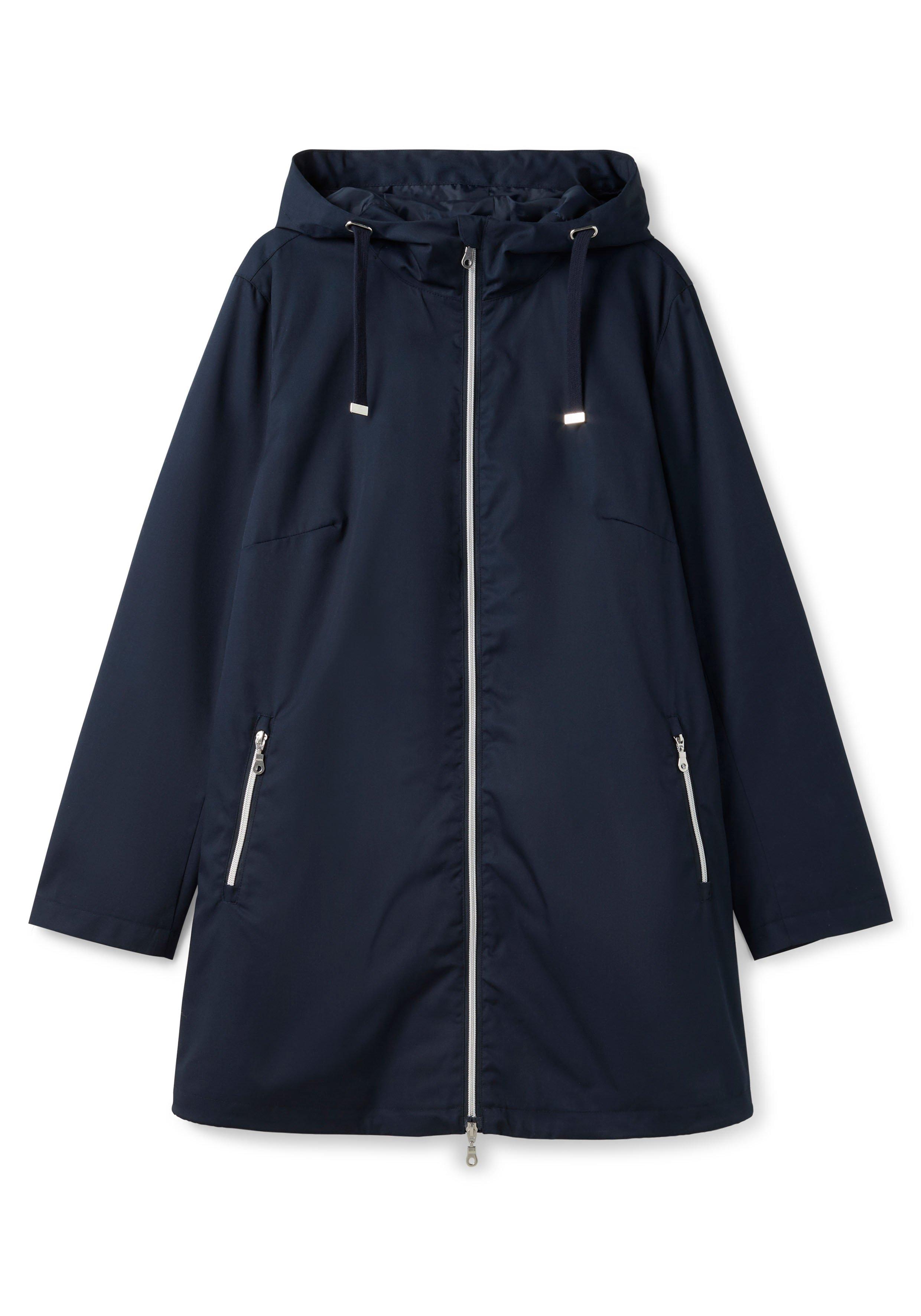 Übergangsjacke in A-Linie, mit Kapuze und Reißverschluss