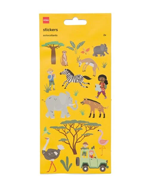 2 feuilles d’autocollants safari 19x10