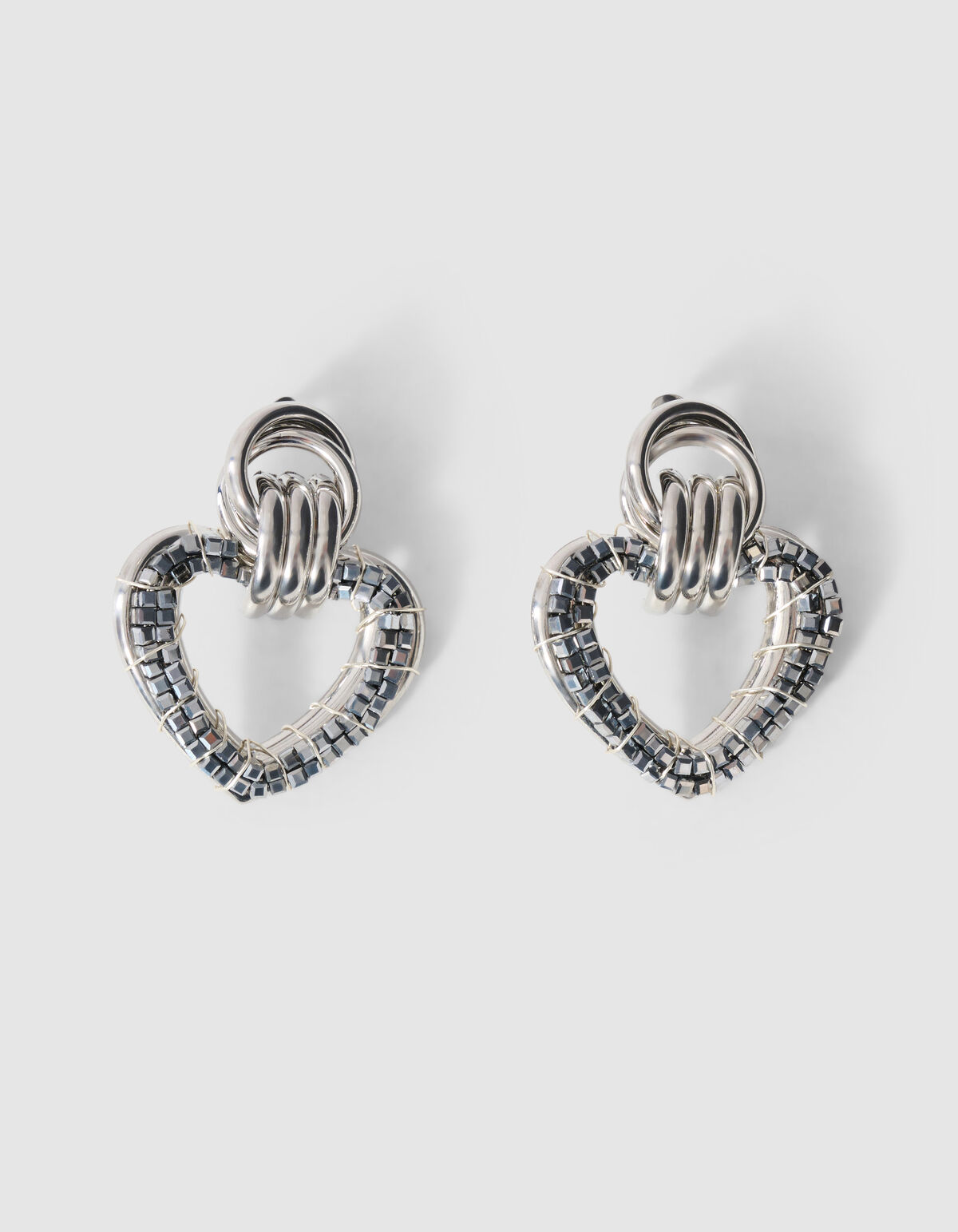 Beaded Heart Oorbellen Zilver