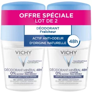 Déodorant bille minéral 48H actif anti-odeur d'origine naturelle - LOT 2x50ml