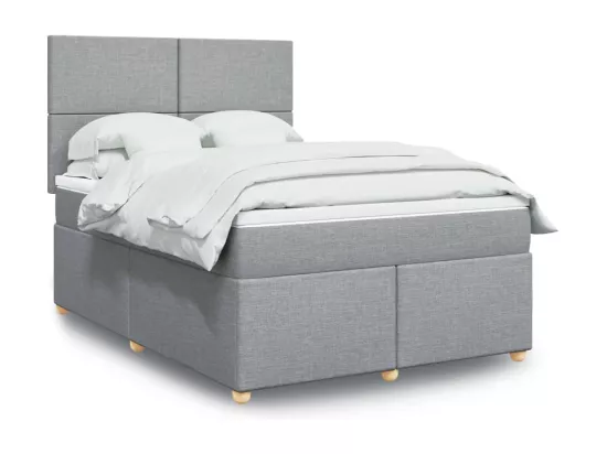 Sommier à lattes de lit avec matelas Gris clair 160x200cm Tissu