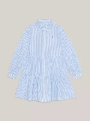 Vestido camisa folgado com listras metálicas