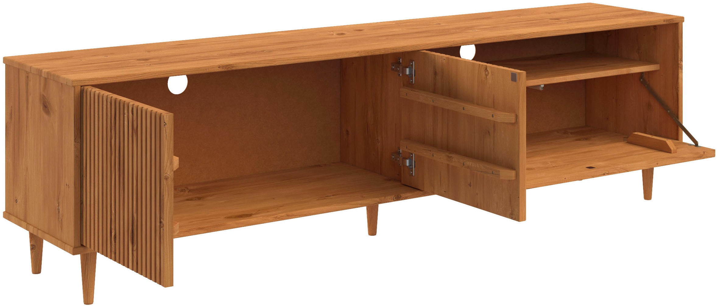 INOSIGN Lowboard »Malmedy  Front mit gefrästen Rillen« TV-Kommode aus massivem Kiefernholz, Push-to-open, Breite 180 cm