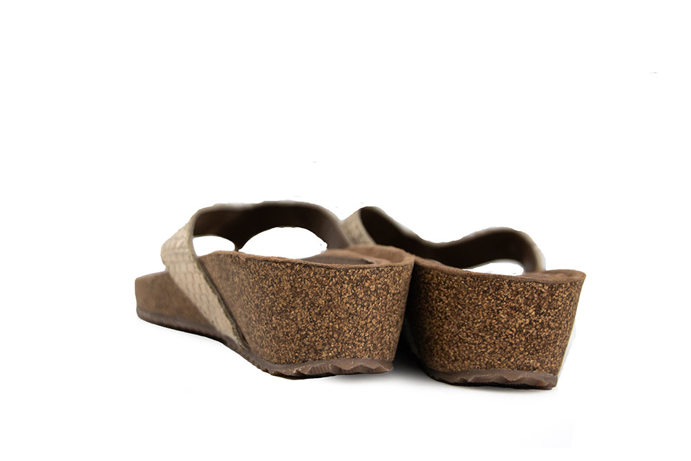 Lazamani Toe Post Slippers Weave Wedge Gold