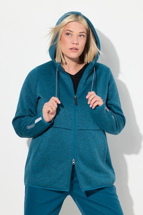 Strickfleece-Jacke, Teddyfleece, 2-Wege-Zipper, Reflektor