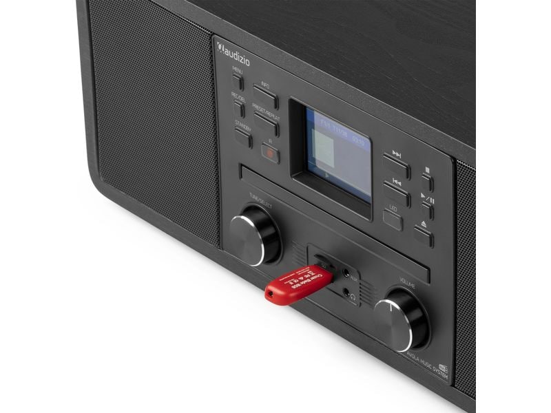 Audizio DAB  Radio Avola Schwarz DAB  Radio mit CD Spieler, Internet Radio und Bluetooth