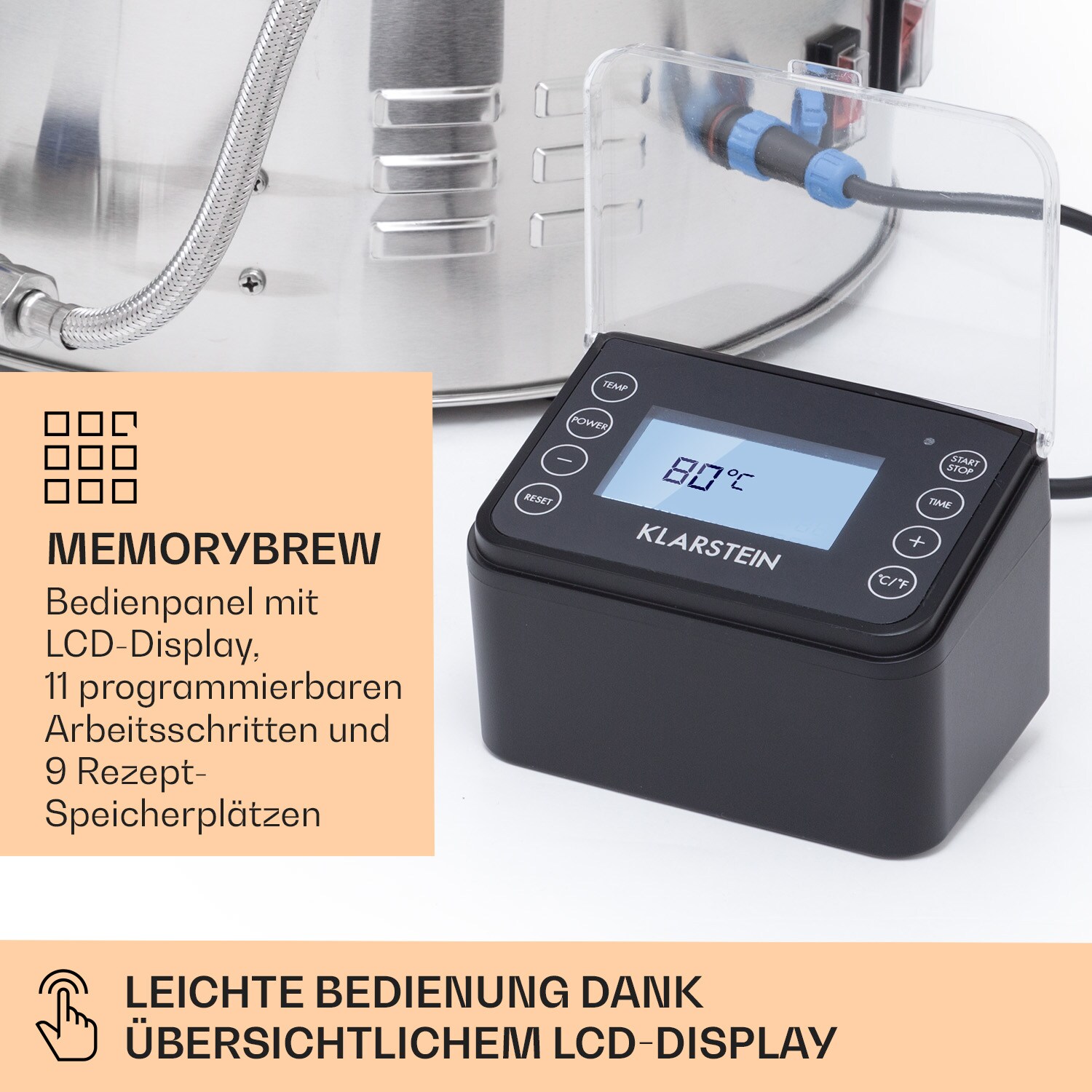 Brauheld Smart 45 Maischekessel 2500W 45L 100°C Umwälzpumpe Edelstahl Edelstahl 45 Liter