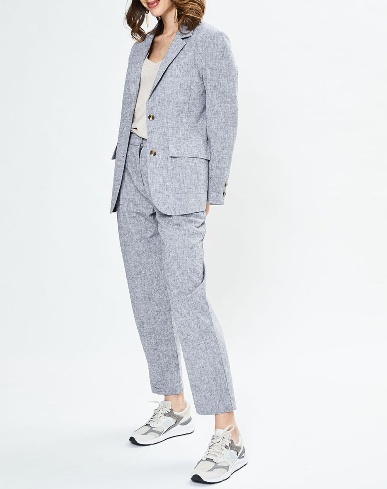 Yerse Pantalon en Lin mélangé Aurélie bleu marine
