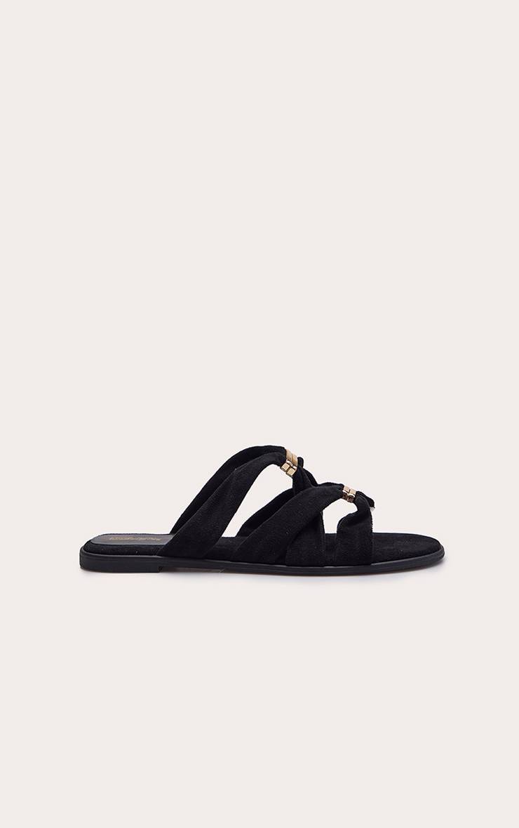 Noir Sandales Mules À Brides Multiples En Synthétique Coupe Large