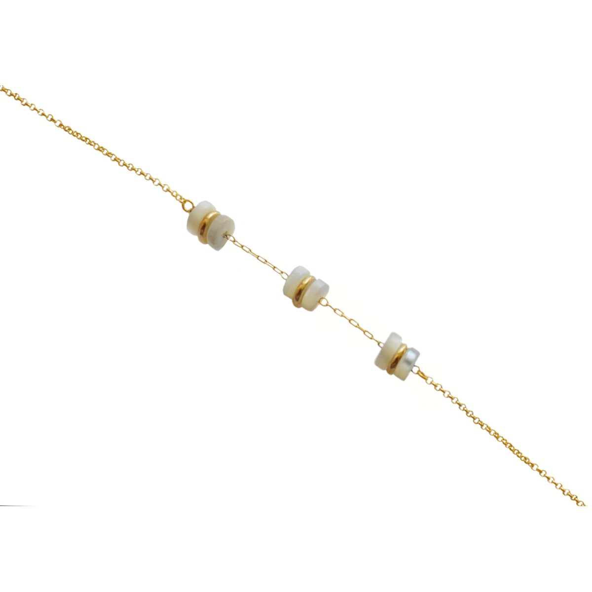Bracelet souple perles de nacre -Doré à l'or fin