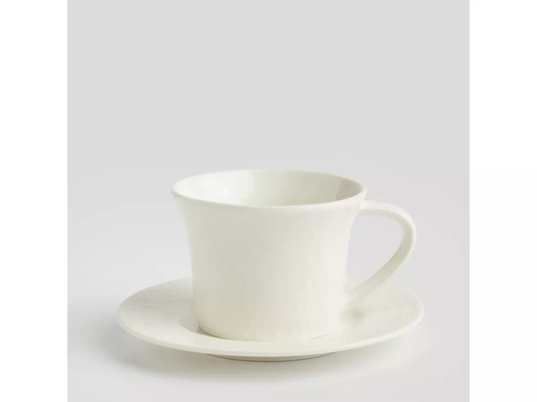 Tasse Avec Soucoupe Frosting Blanc Moyen 7.5 x 16