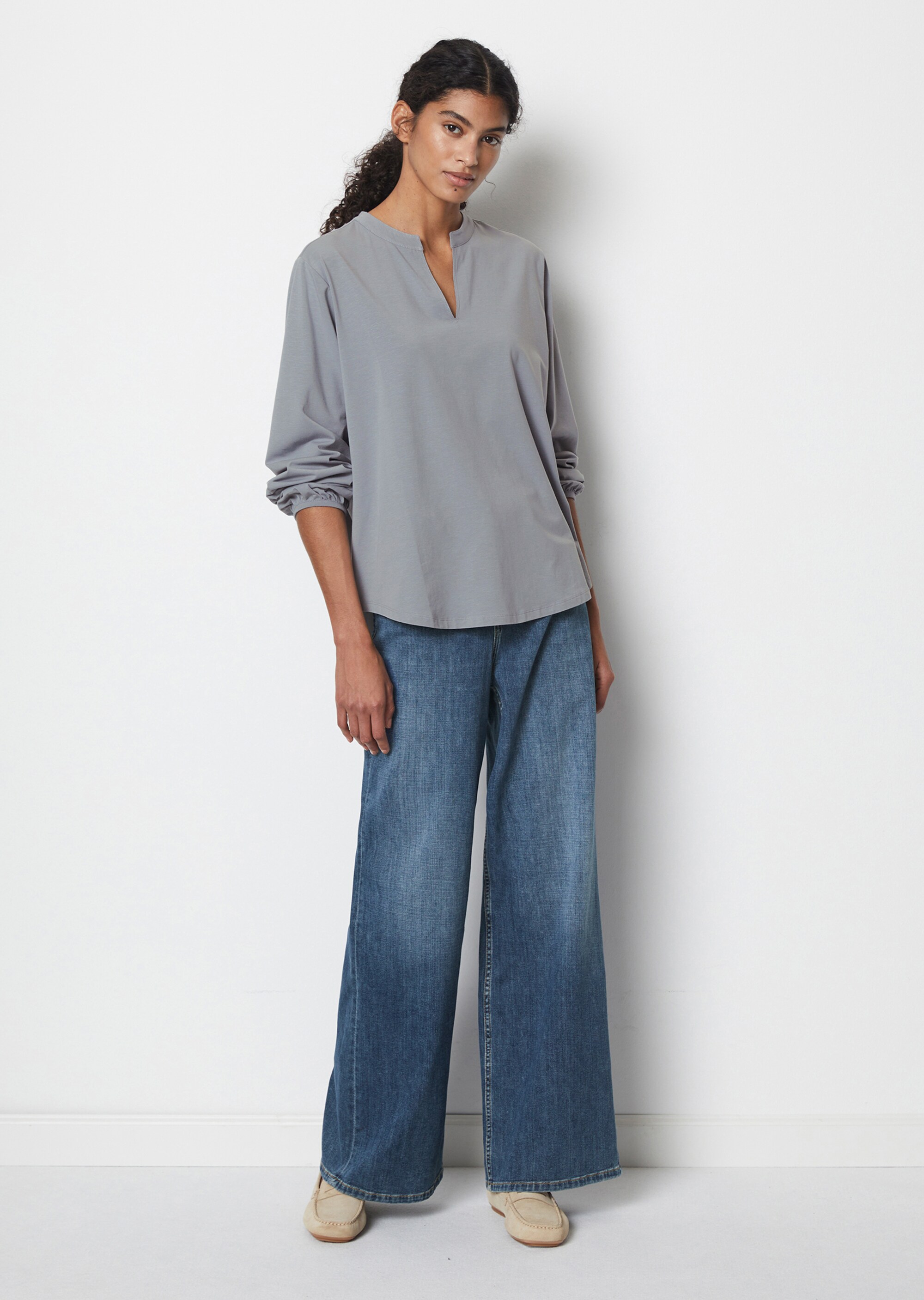 Jerseybluse looseaus Modal-Bio-Baumwolle-Mix