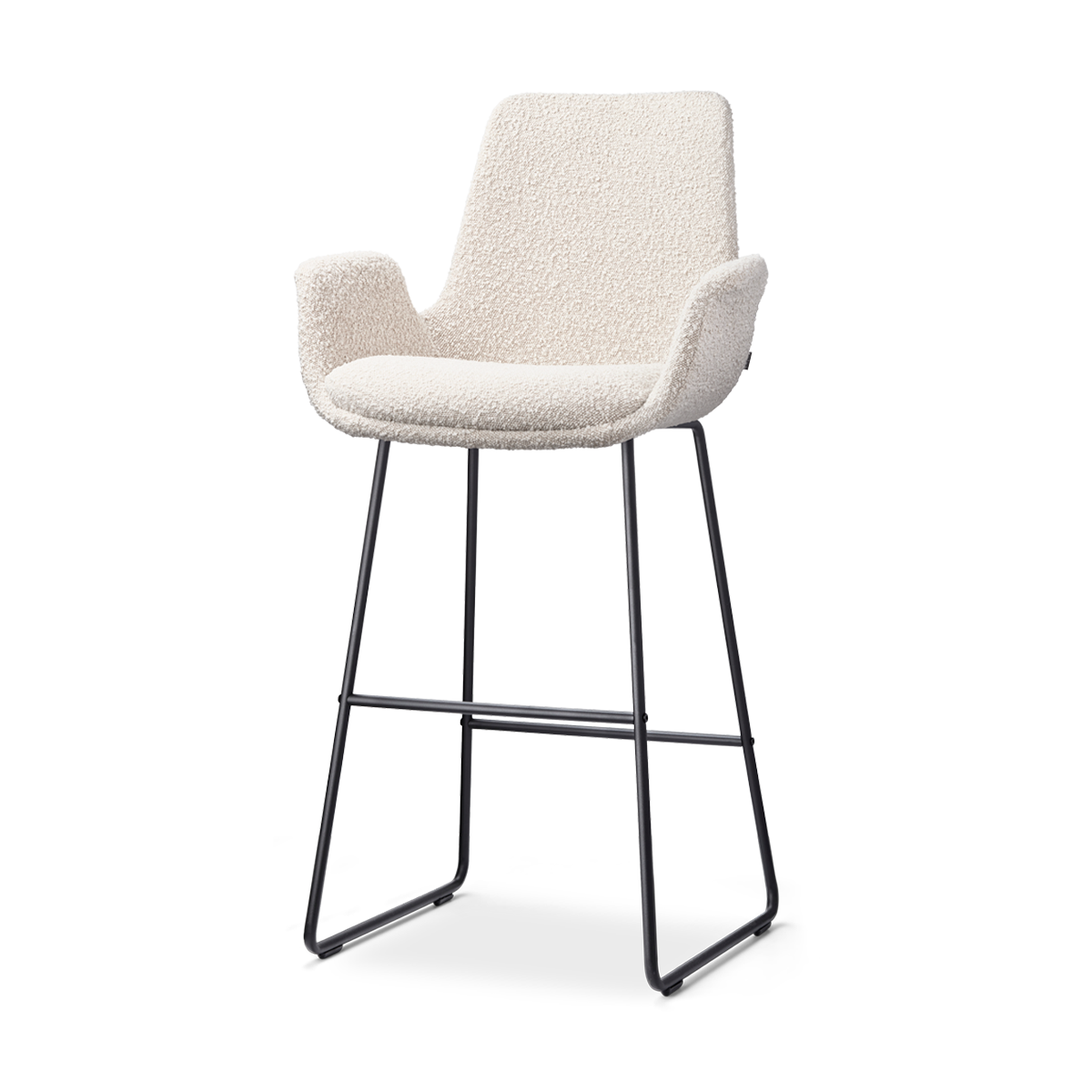 Barkruk Nino-Eef bouclé beige - zwart onderstel - 75 cm