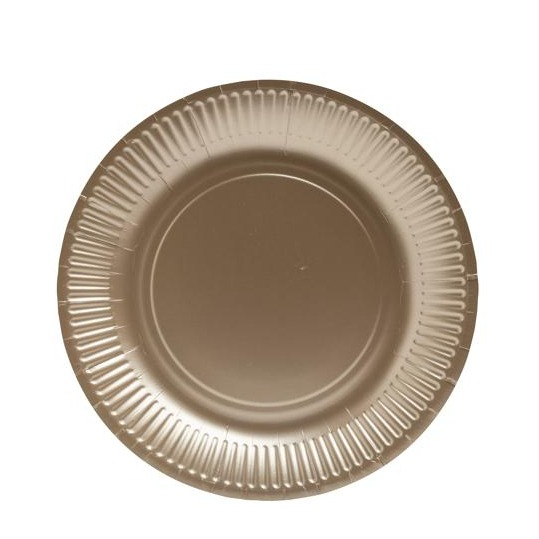 (10er Set) Ø23cm Pappteller Einweg Papier Teller Party Geschirr Tisch Deko (79310I) - Gold
