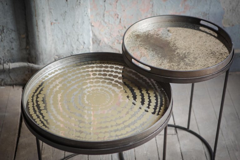 Ethnicraft Tray round bijzettafel S/L set van 2