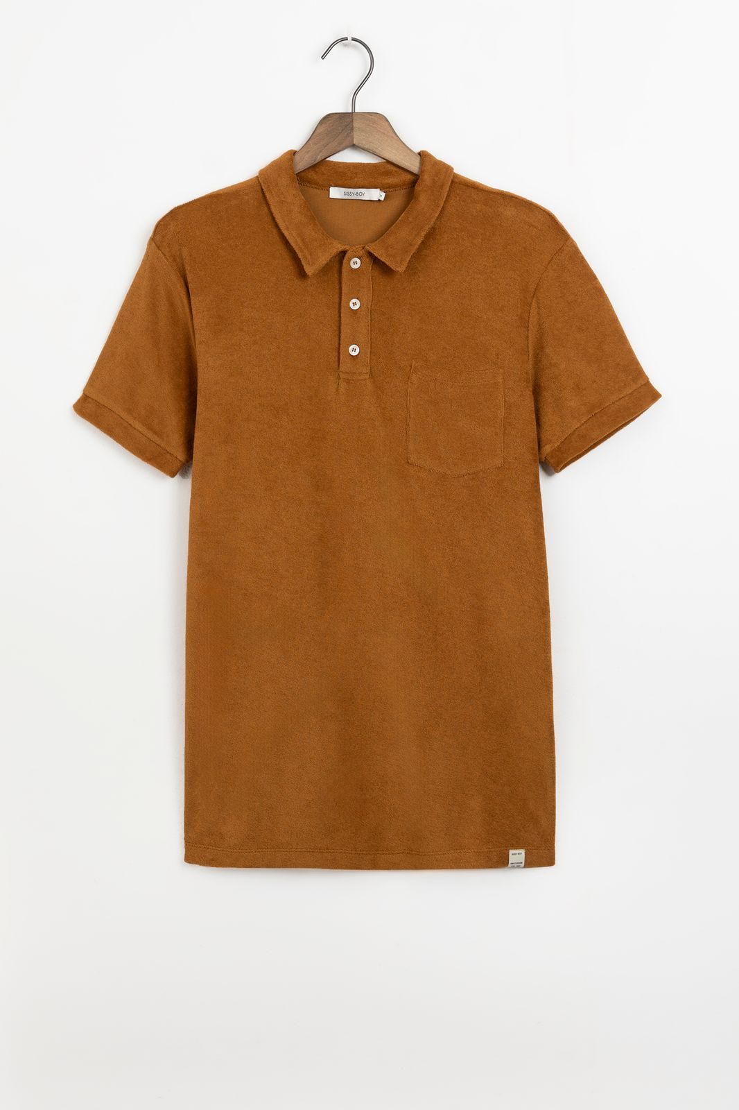 Goudbruine badstof polo