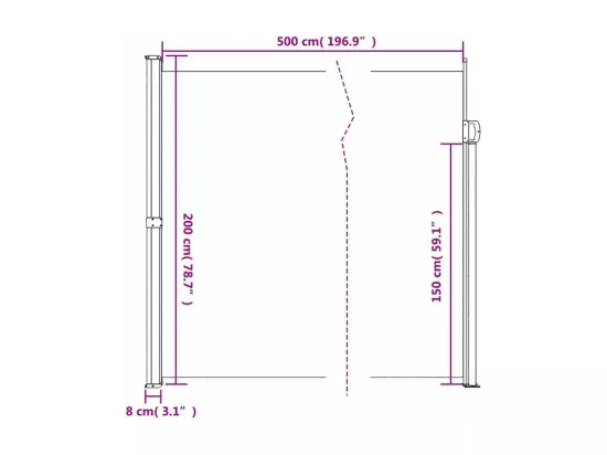 Auvent latéral rétractable beige 200x500