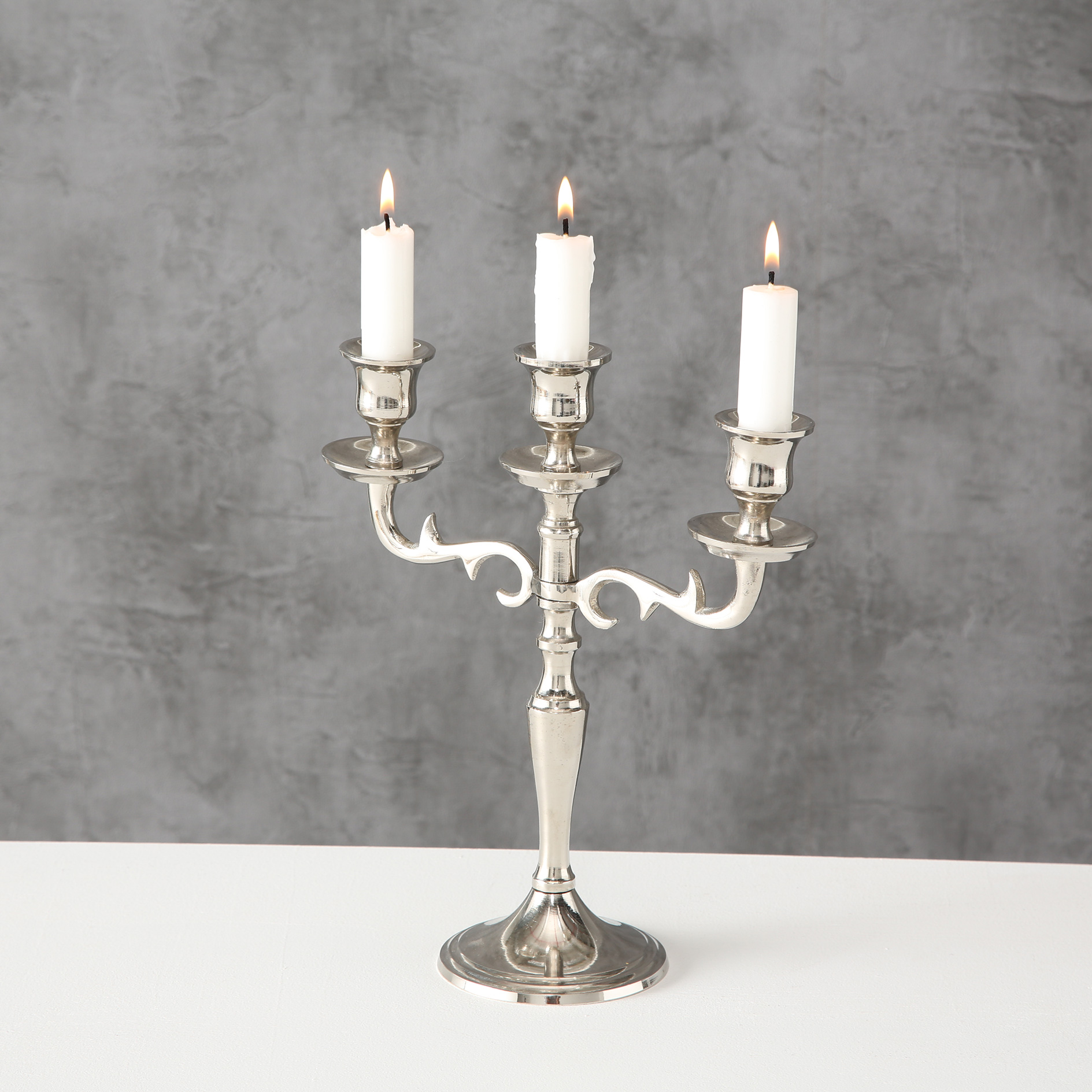Kerzenleuchter - silber - Aluminium - für 3 Kerzen