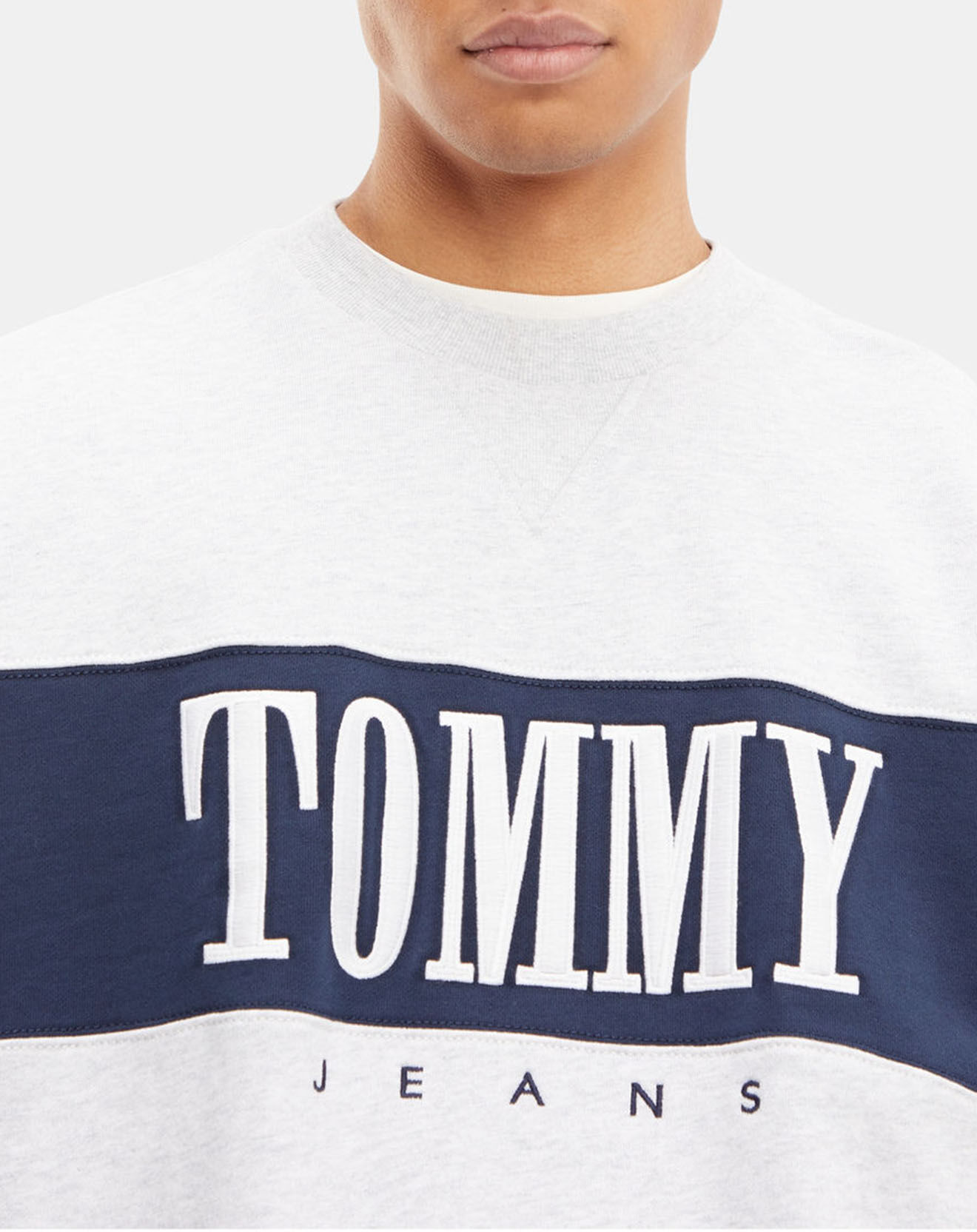 Tommy Jeans Sweat Authentic Block Crew gris clair