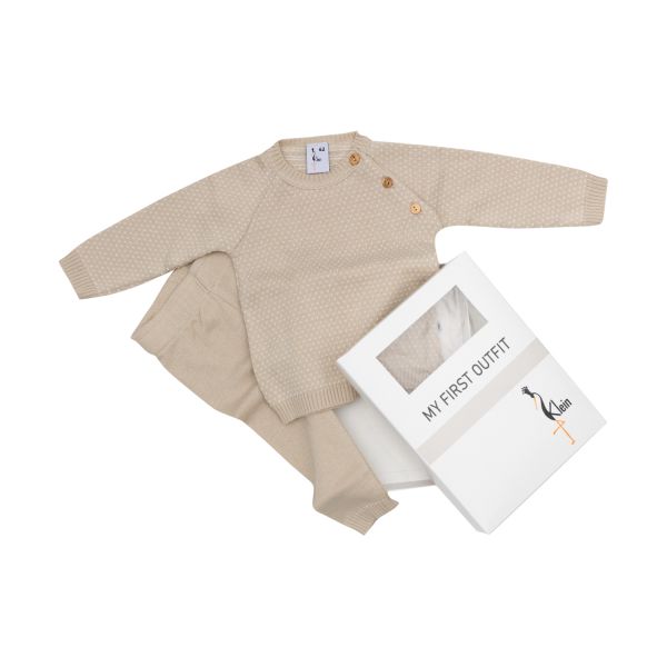 Klein Baby Pakje – Knitted - Mt 50 – Beige Sand
