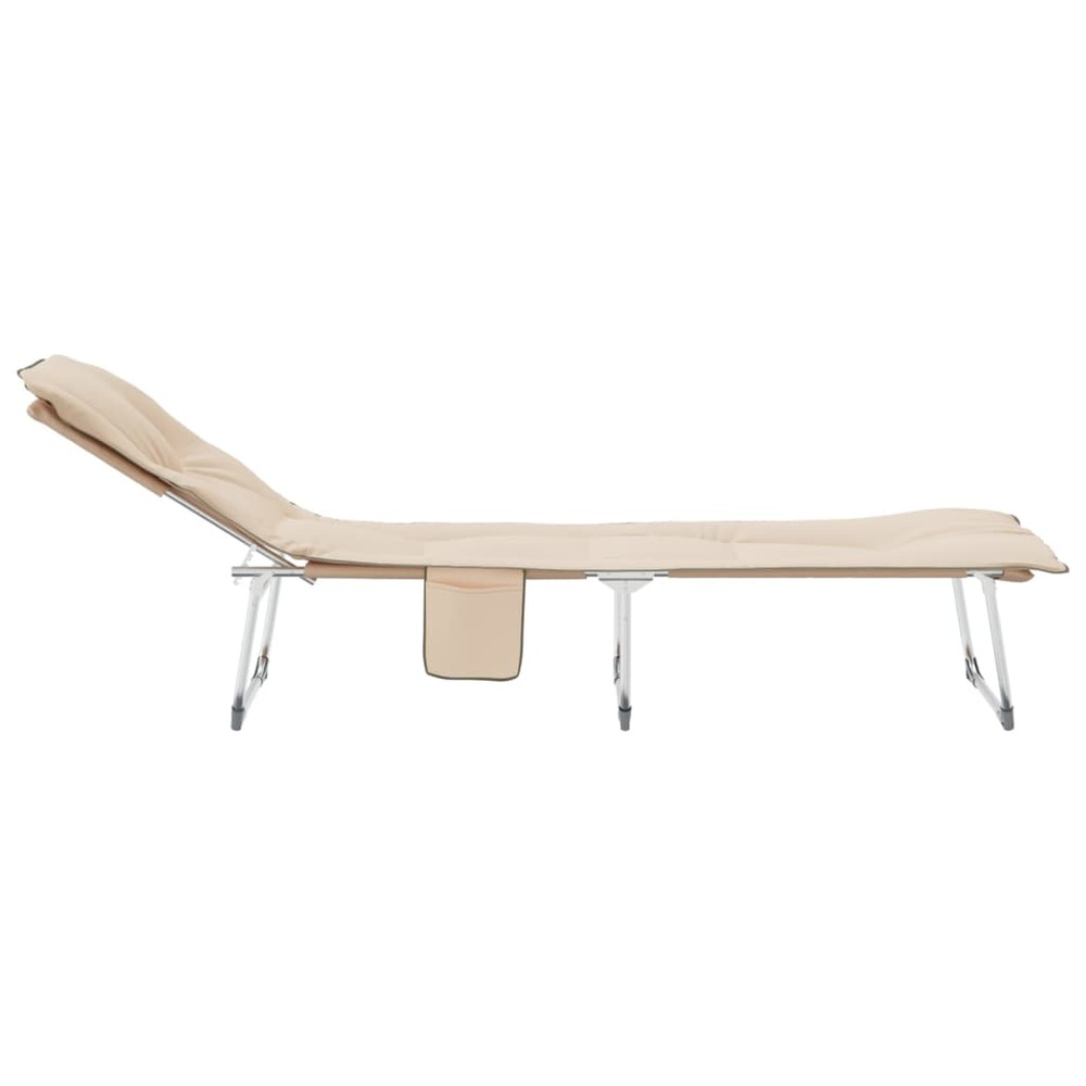 Chaise longue pliable beige tissu