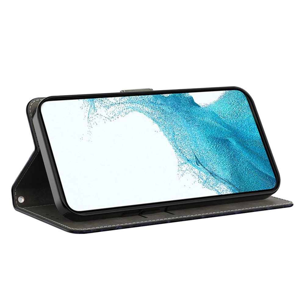 Samsung Galaxy S23 Ultra 5G Leder Tasche mit Kartenfach   Handschlaufe - Goldene Schmetterlinge