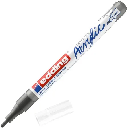 edding 5300 Acrylmarker fein - grau - 1 Acrylstift wasserfest - feine Rundspitze 1-2 mm