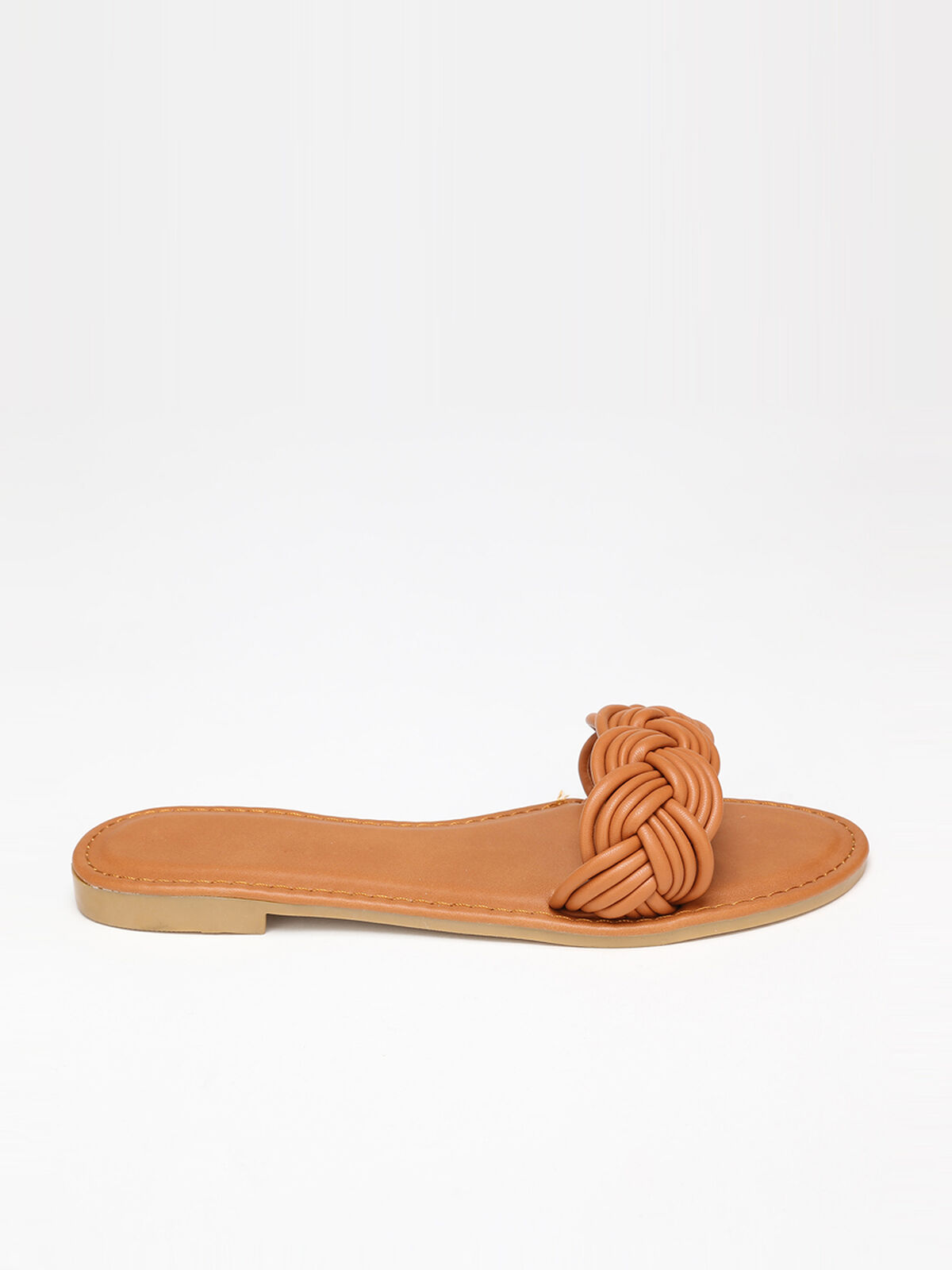 Mules à bride tressée- Camel