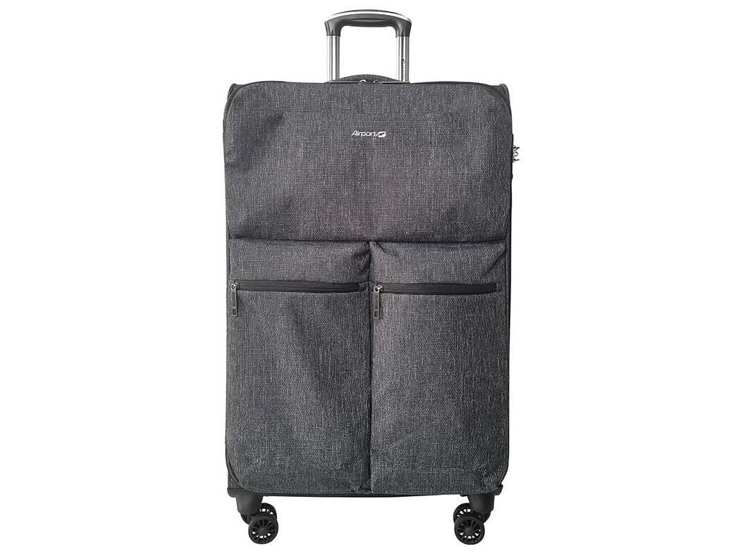MALA DE VIAGEM GRANDE FLEXIVEL AIRPORT PRETO 8 RODAS 77X45X28CM