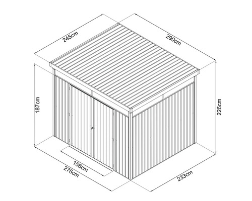 Tuinhuis met dakraam 290 x 245 cm antraciet