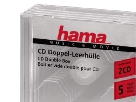 Hama CD Double Jewel Case, Pack 5, 2 disker, Gjennomsiktig