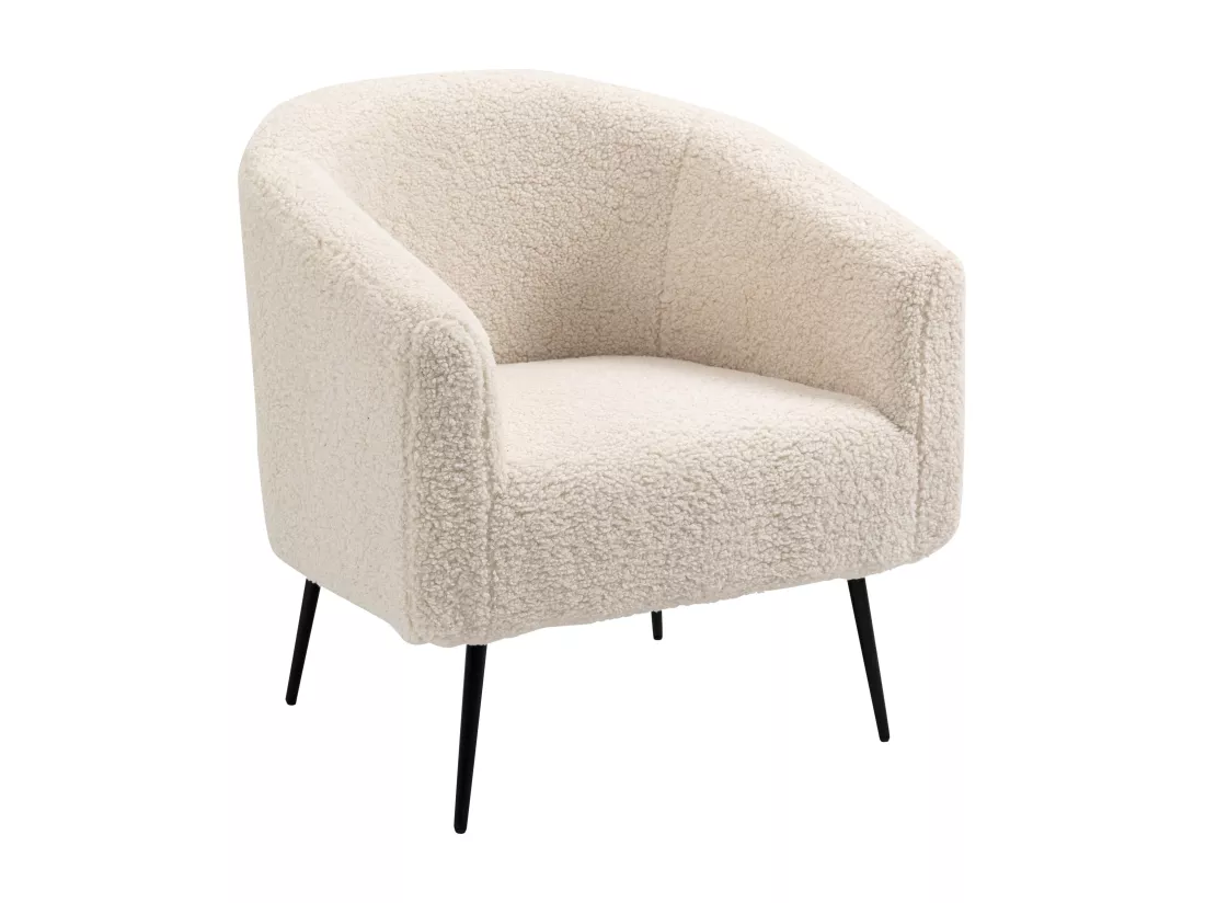 Fauteuil de salon en métal et bouclettes blanches