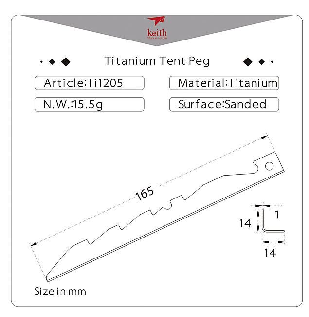 KEITH TITANIUM - PIQUET TITANE 600 MLTENTE TITANE 16-5 MM