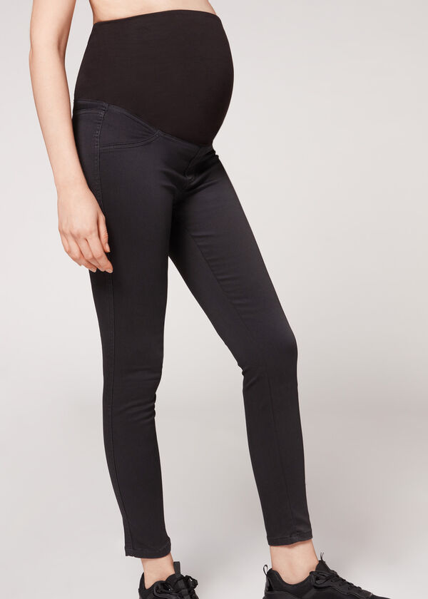 Calças legging de ganga para gestantes