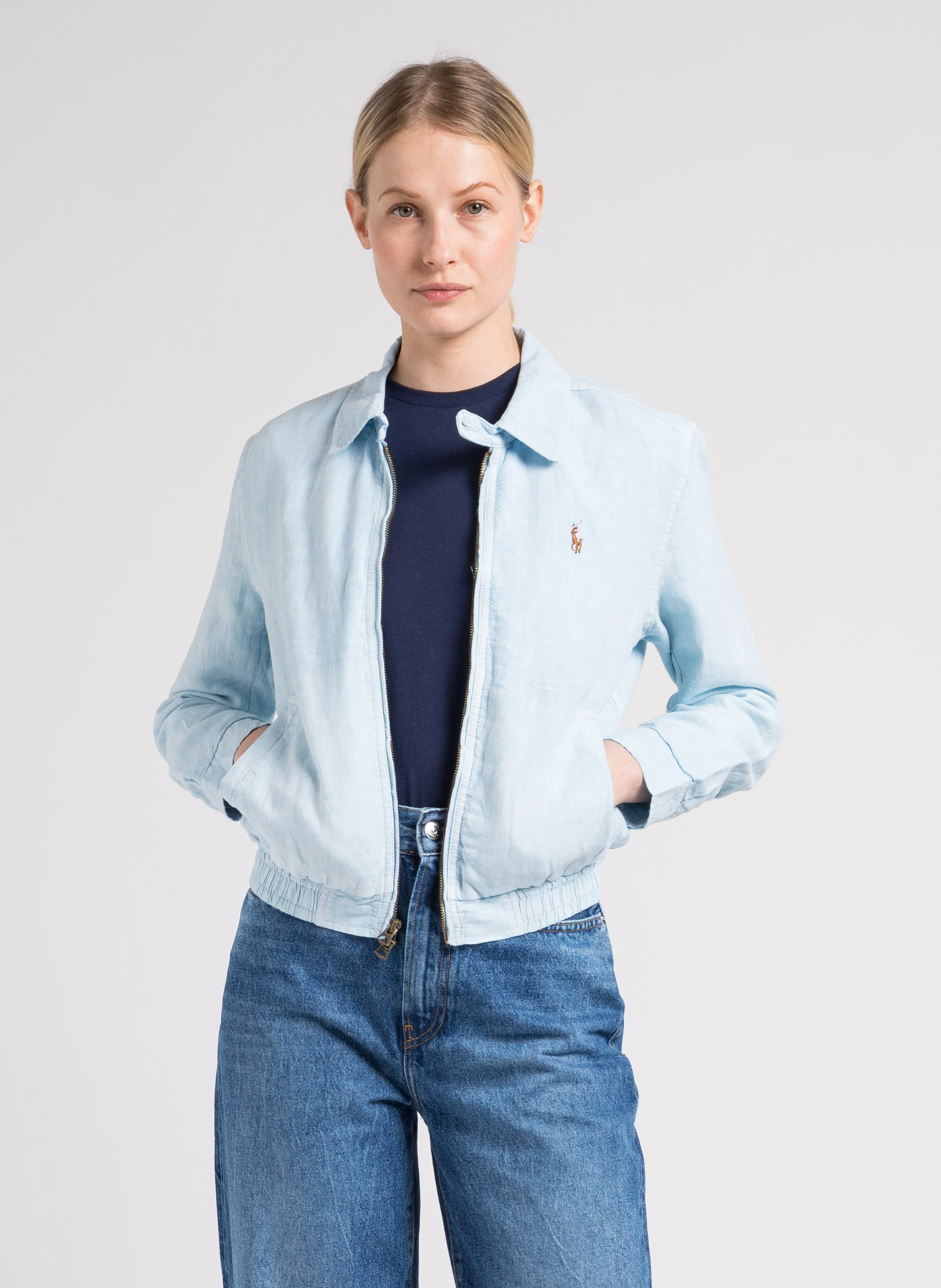 Tee-shirt col rond en coton | Bleu