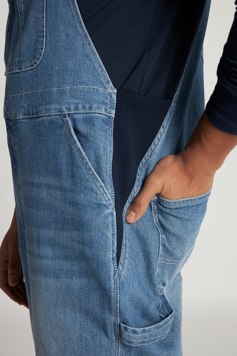 Latzhose, Workwear, Jeans, viele Taschen, Elastikeinsätze, Relaxed Fit