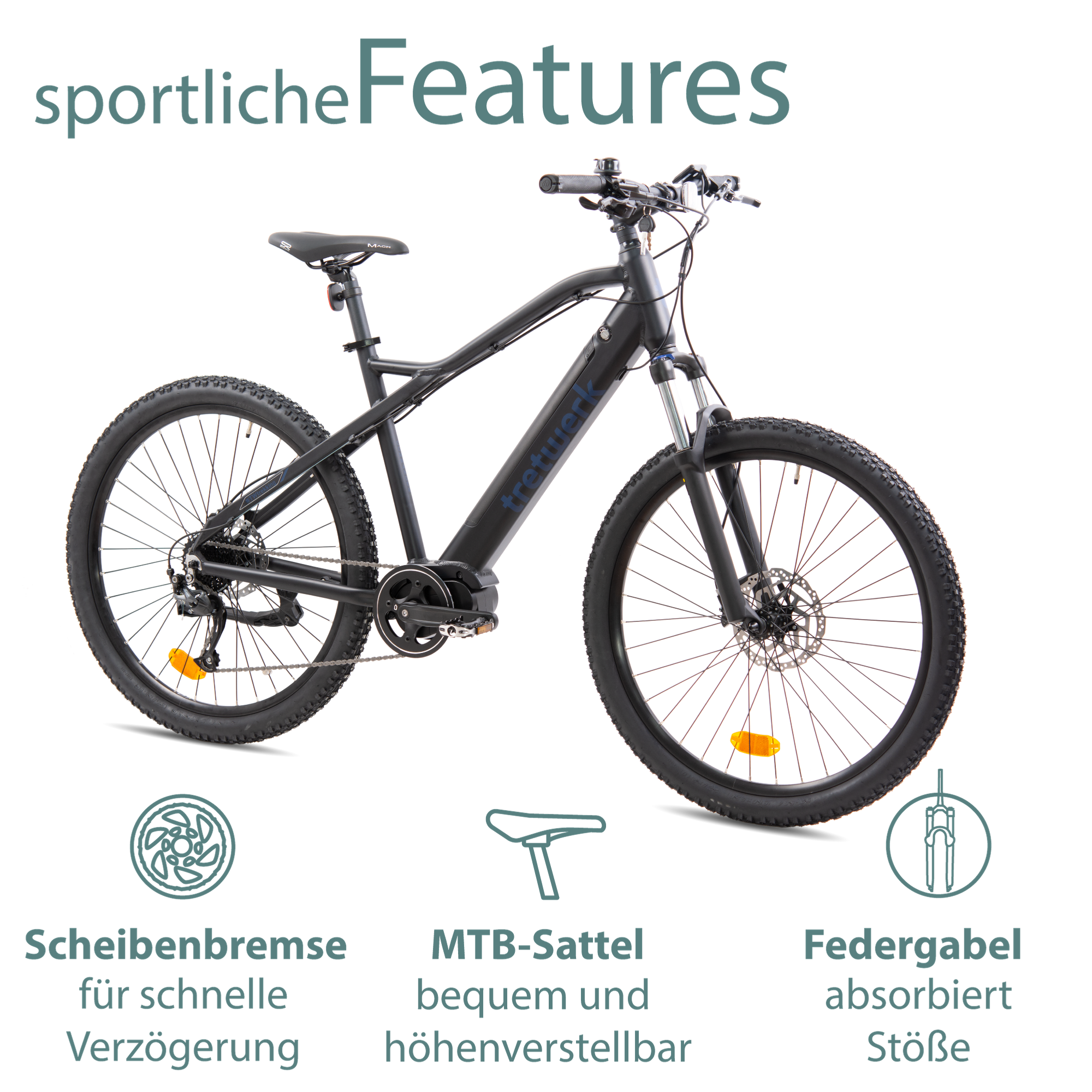 Tretwerk CommanderE Bike Mountainbike 27,5 Zoll Pedelec 9 Gang