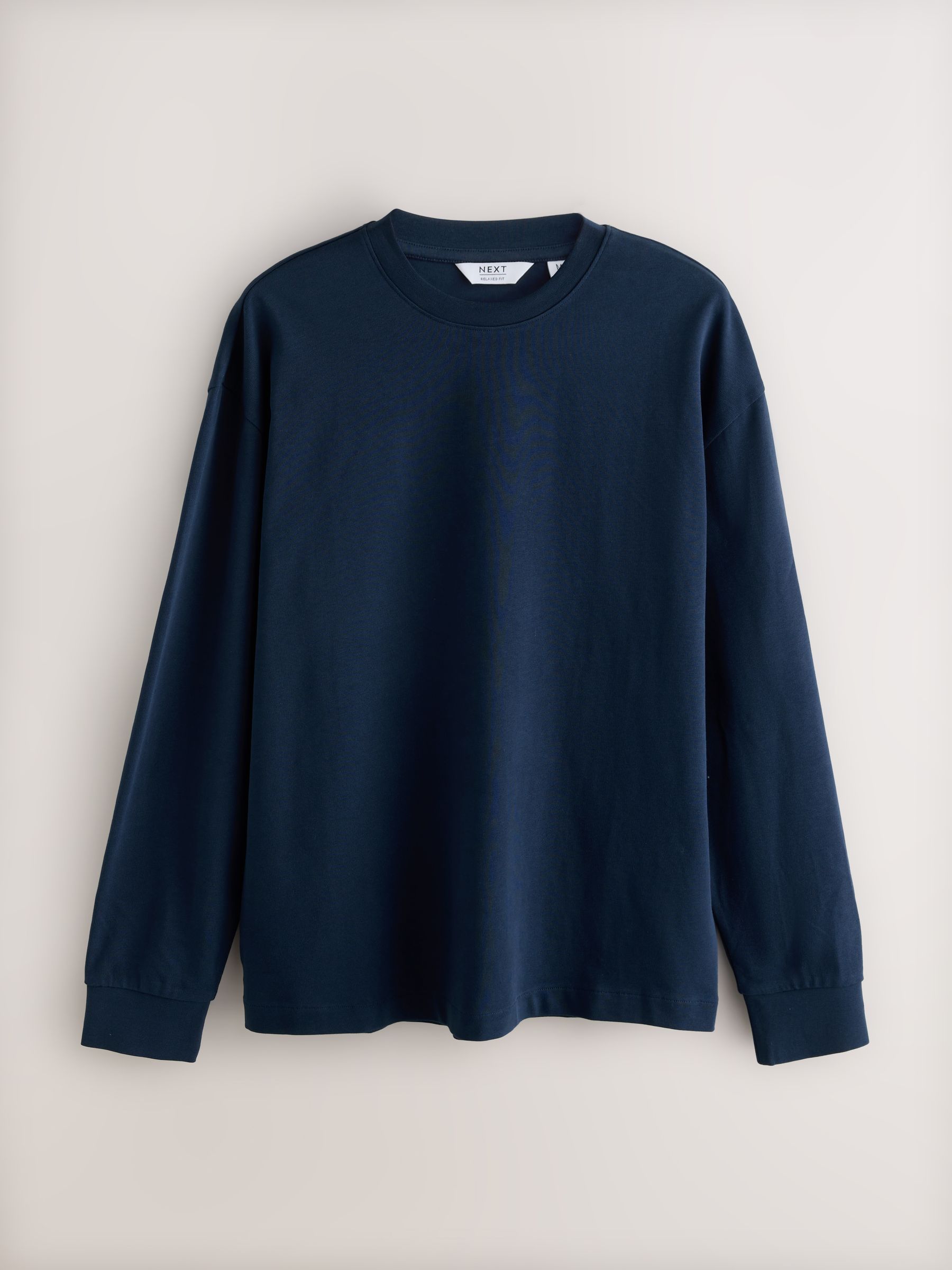 Zwart / grijs gemêleerd / marineblauw - Set van 3 ruimvallende, zwaargewicht 100% katoenen T-Shirts met lange mouwen