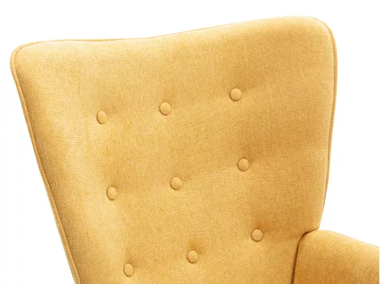 Fauteuil en tissu jaune moutarde VATELY
