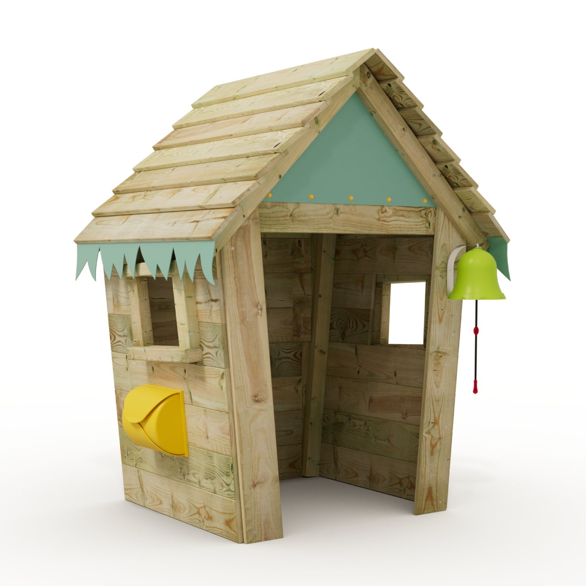 WICKEY Kinderspeelhuis Stal met Houten Dak en Raam - Pastelblauw