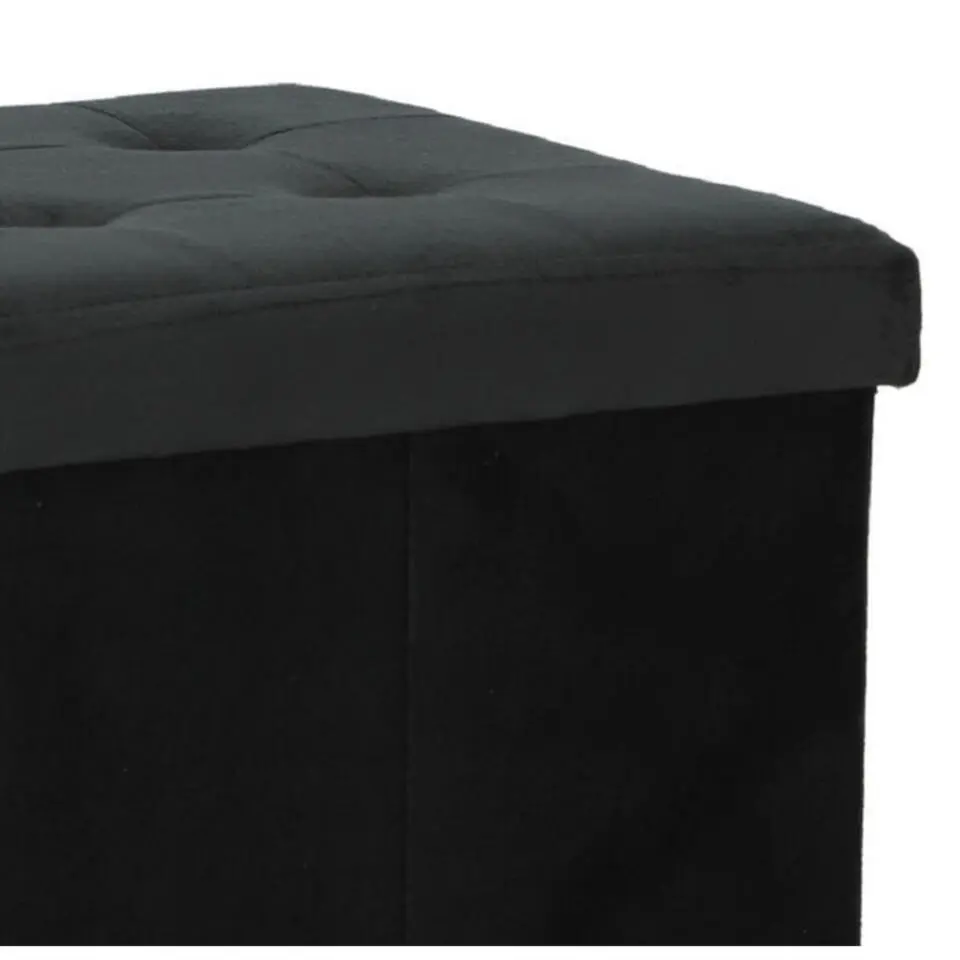 H&S Collection Poef/hocker - opbergbox - zwart - 38 x 38 cm