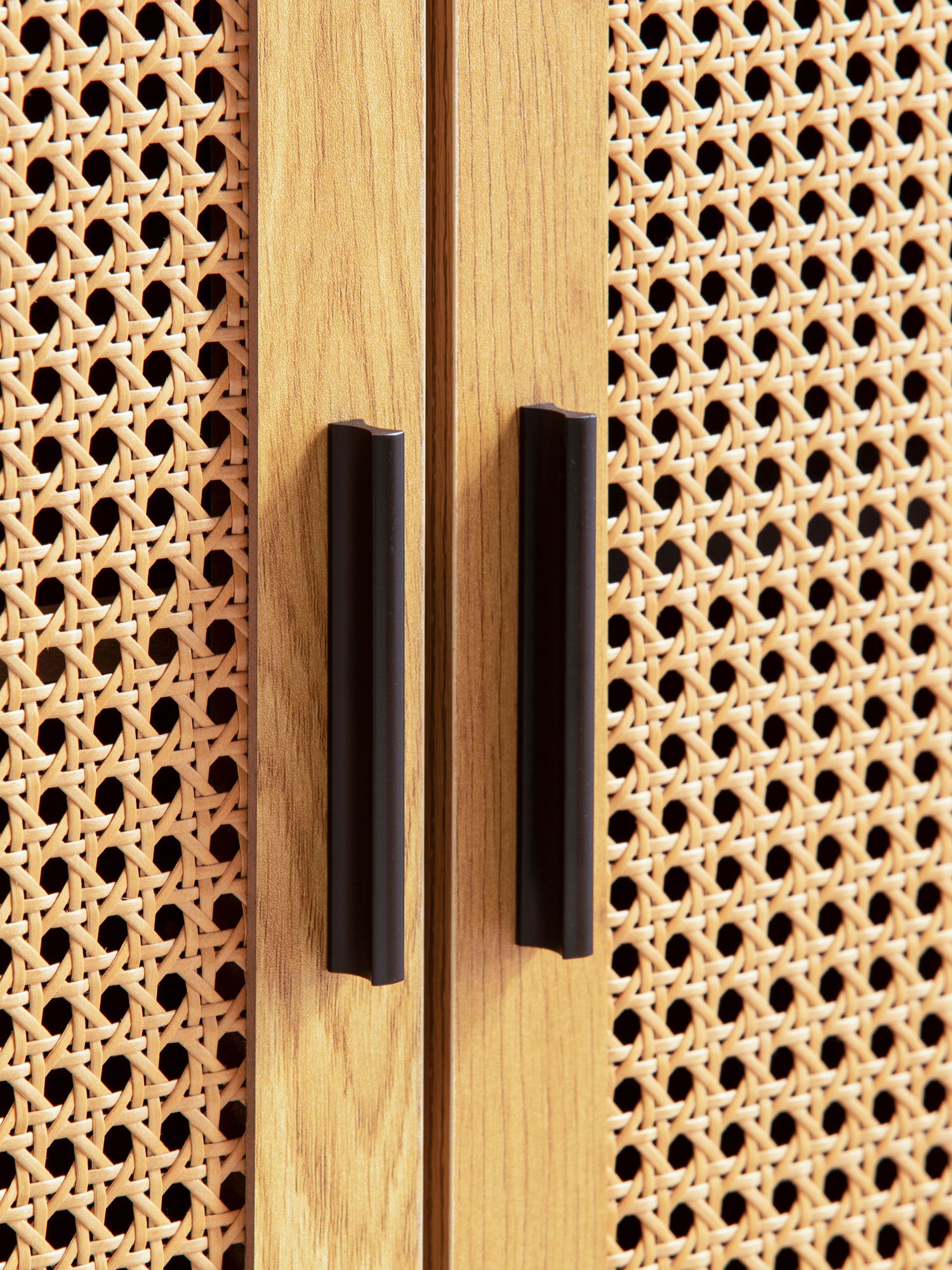 Sideboard FineBuy Anrichte 80 cm Kommodenschrank Schwarz mit Wiener Geflecht