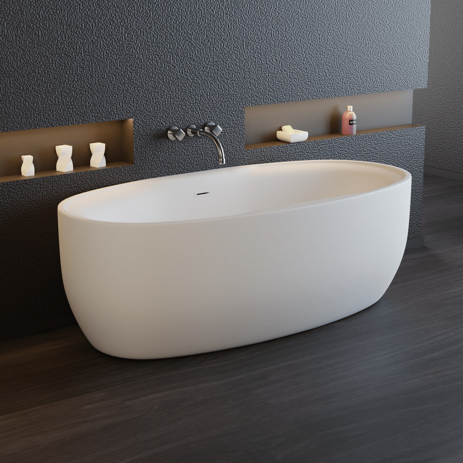 TroniTechnik® Freistehende Badewanne DOKOS Maße ca. 180 x 100 x 60cm Wanne - Füllmenge 210 Liter, aus Acryl mit Siphon