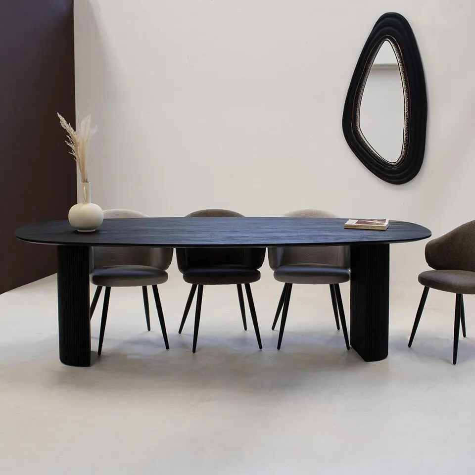 Eettafel Deens Ovaal 200cm - Zwart Mangohout - Feline