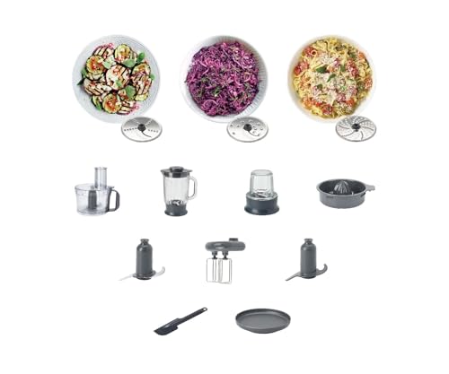 Kenwood Multipro Compact  FDM313SS Robot de cuisine compact avec balance intégrée, lame en acier inoxydable, 3 plateaux de travail et 6 autres accessoires, boîtier en métal, 800 W, argent : Cuisine et Maison